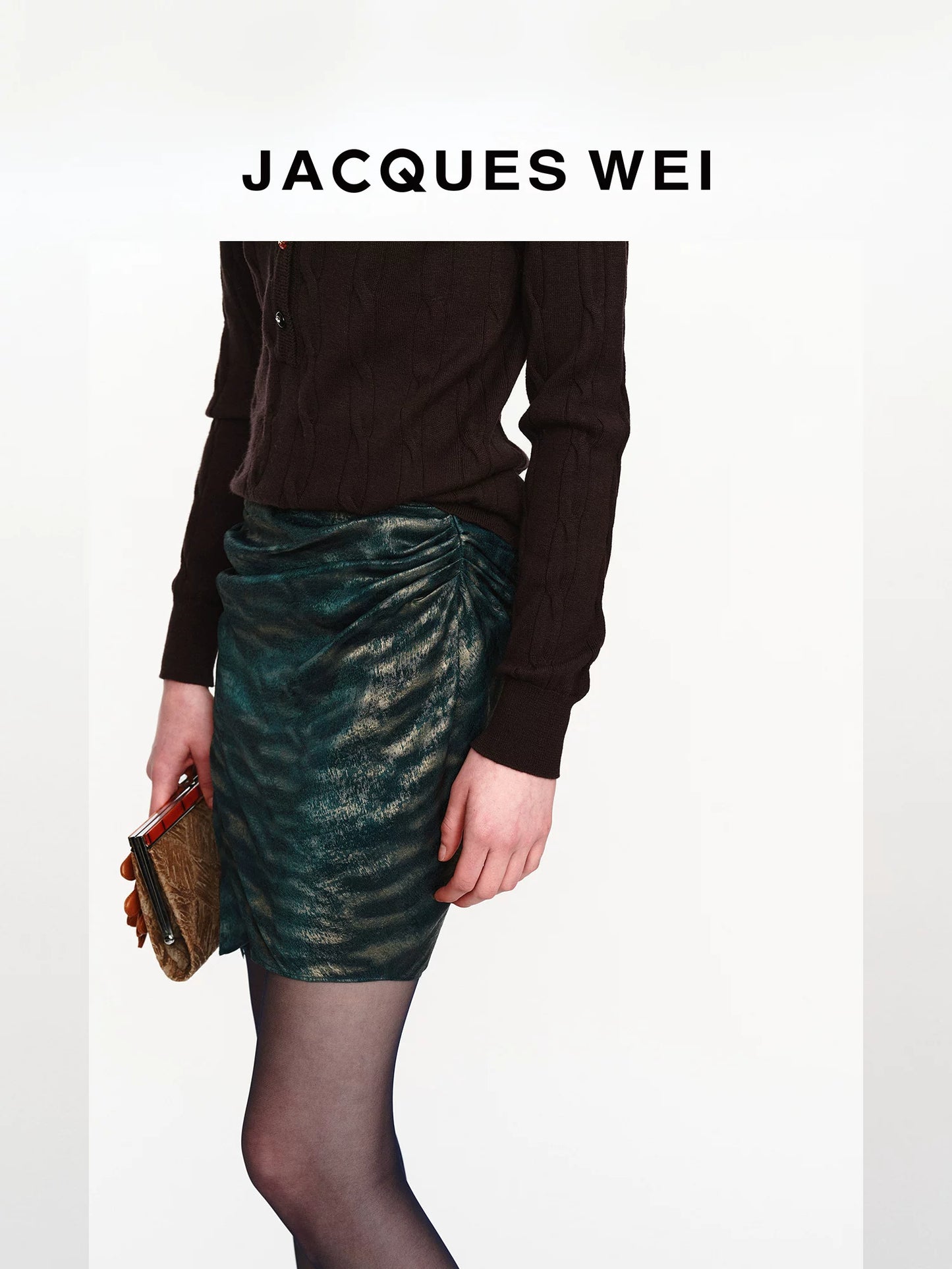 Dark Green Floral Pleated Midi Skirt