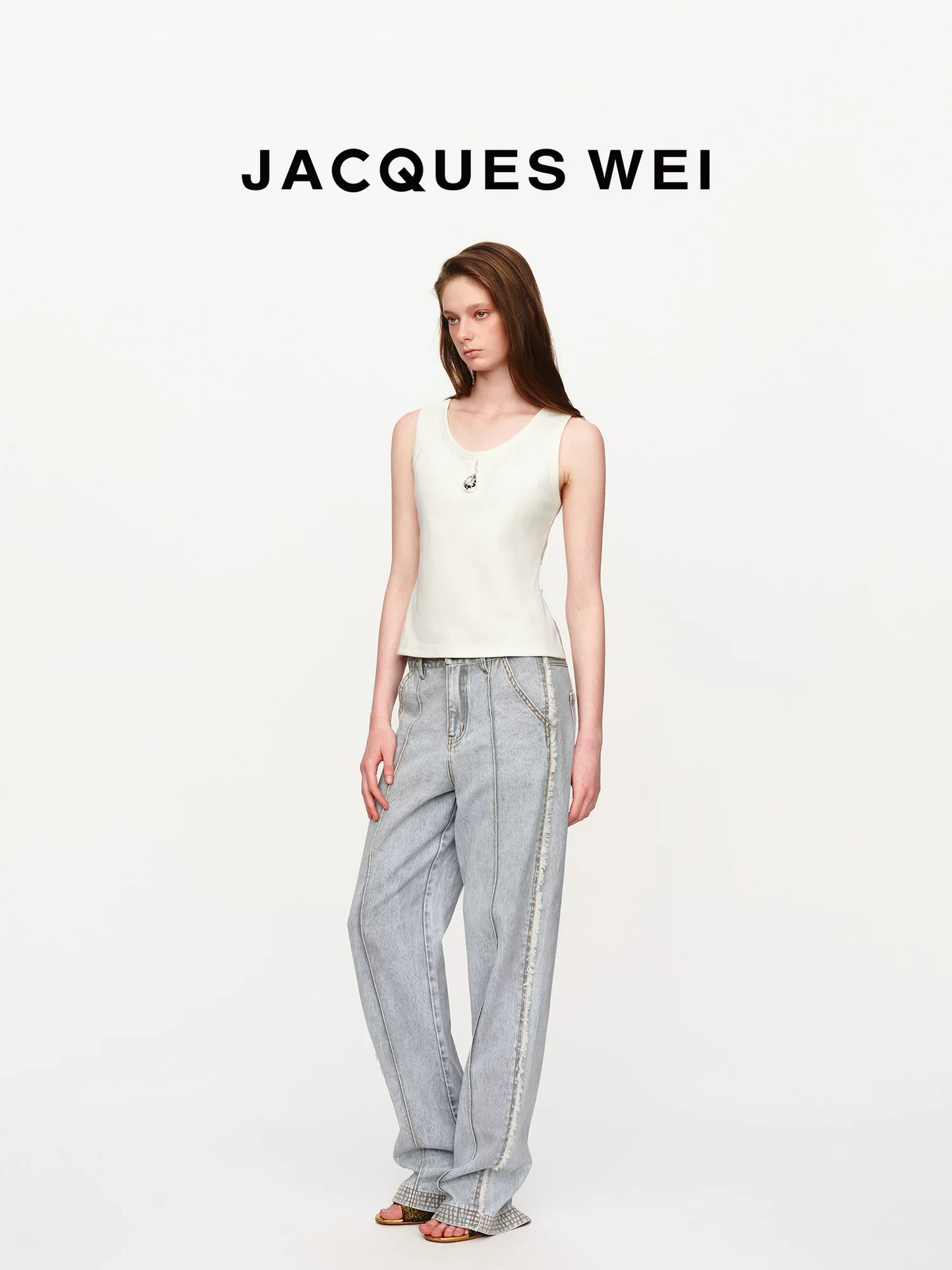 Water Drop Pendant Knit-Panel Camisole