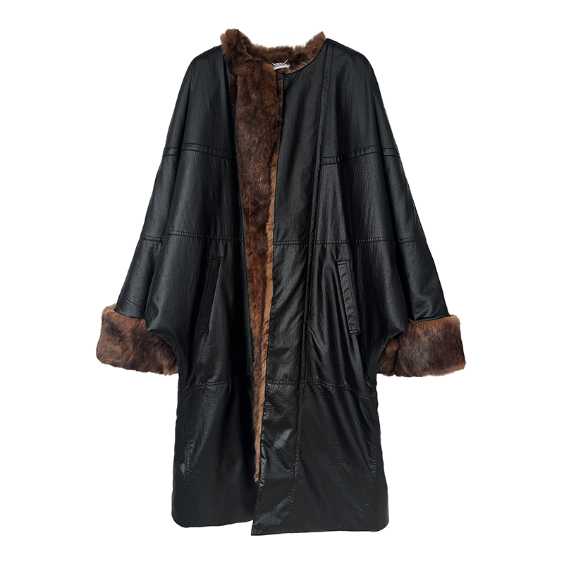 Reversible Rabbit Fur–Lined Coat