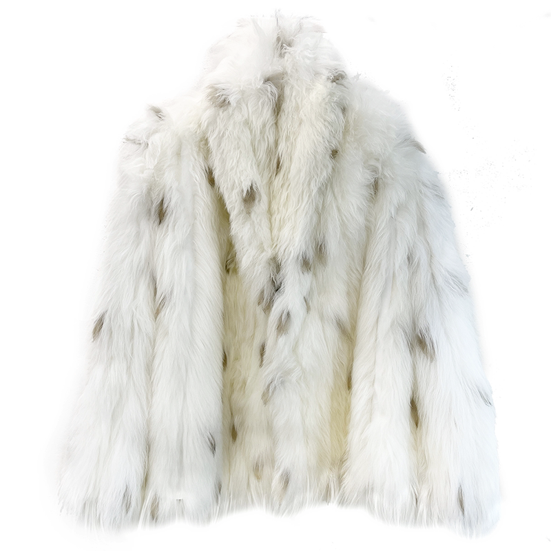 Sheepskin Fur White Spot Long Hair Long Fur Coat