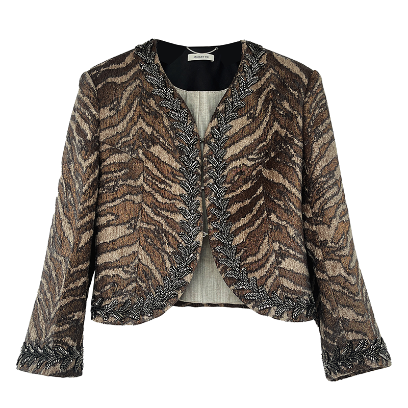 Zebra Embroidered Beaded Short Jacket (Unisex)