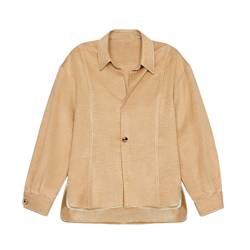 Camel Structured Wool Shirt