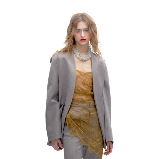 Women's Coffee-Colored Minimalist Collarless Blazer