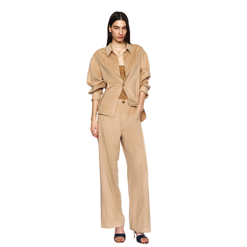 Camel Structured Wool Shirt