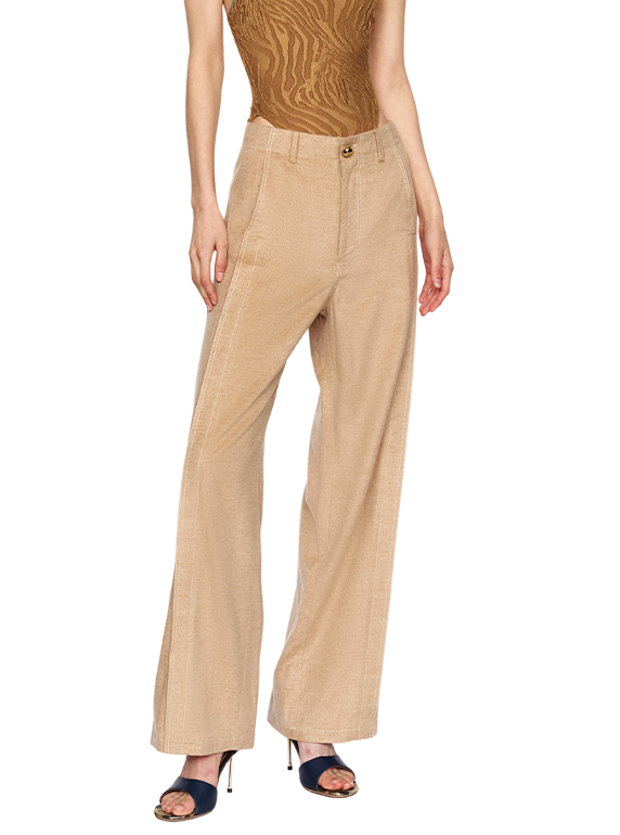 Textured Khaki Camel Wool Trousers