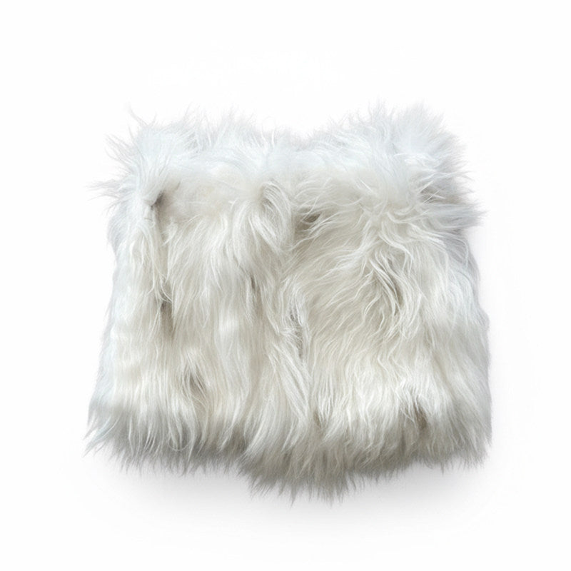 White Spotted Faux Fur Rolled-Edge Dark Brown Sheer Skirt